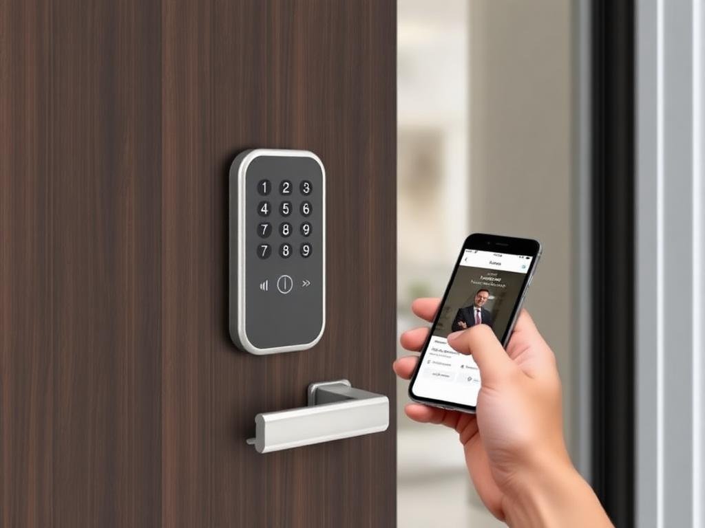 Smart lock with keypad being controlled by a smartphone app